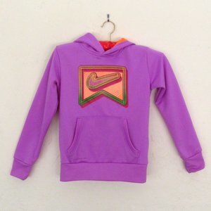 Purple Nike Therma-Fit hoodie orange logo - Girls small - soft & cuddly!